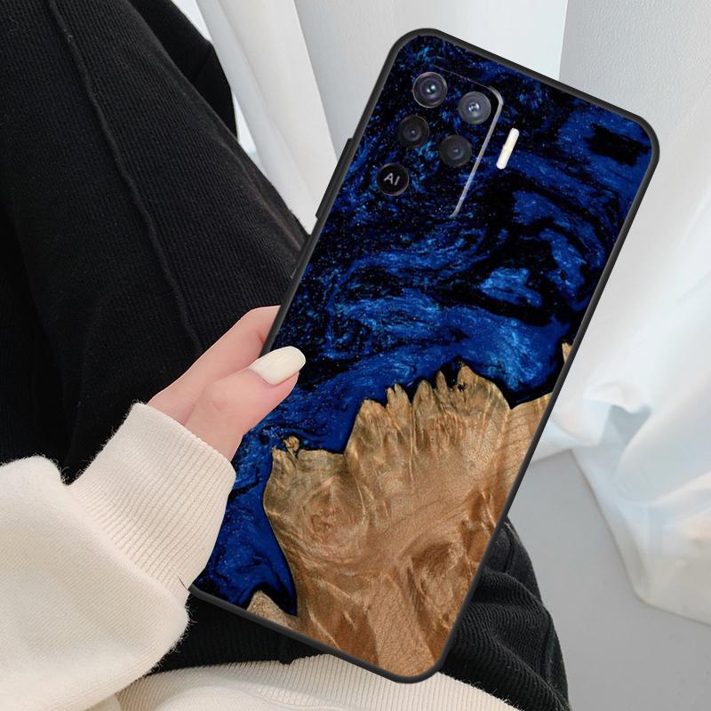 Hybrid Wood Resin Case For Oppo A17 A57 A77 A40 A78 A54 A74 A94 A76 A16 A96 A18 A60 A80 A38 A58 A98 A15 A5 Pro