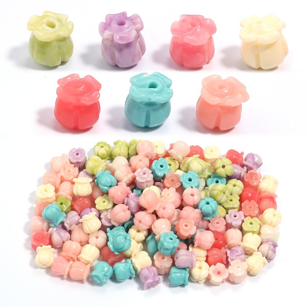 20pcs/lot 8mm Imitation Coral Beads Colorful Lily Of The Valley Flower Loose Beads For DIY Exquisite Bracelet Necklace Jewelry
