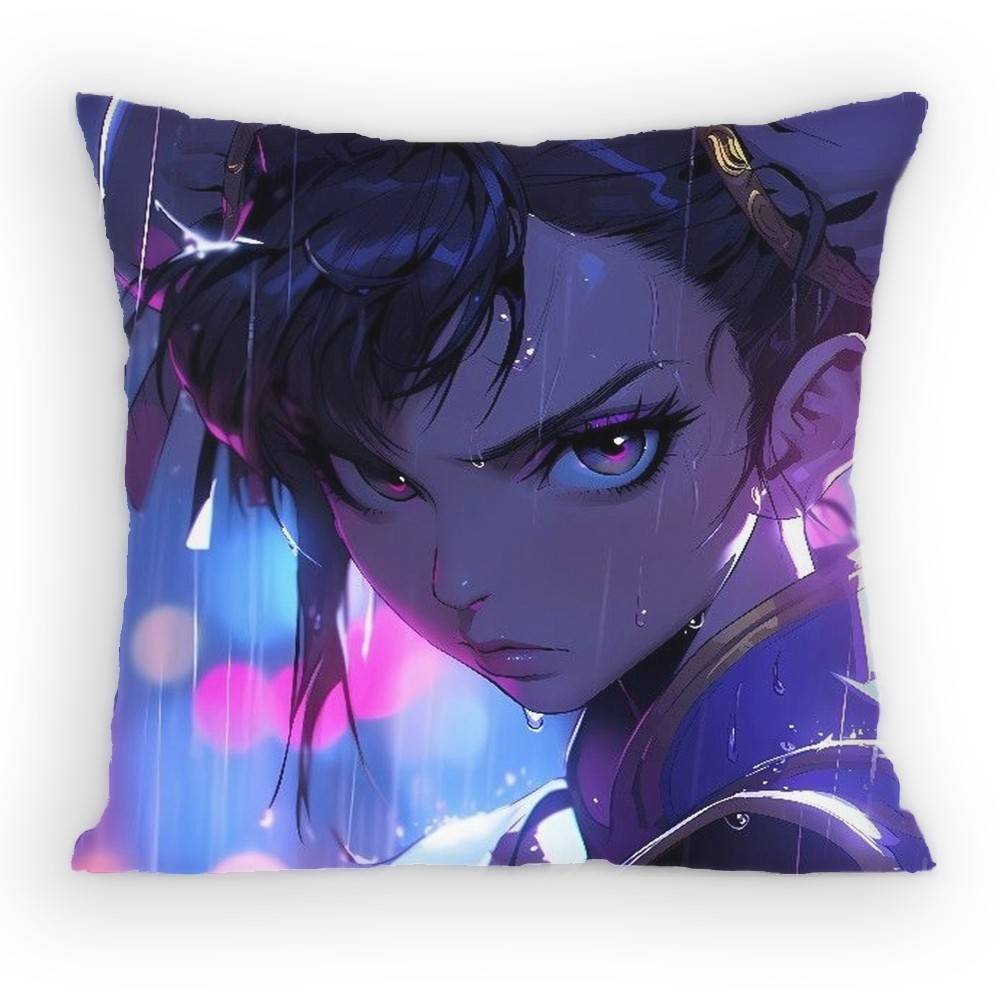 ChunLi Game SStreetFfighters Pillow Case Antidustmite Pillowcase Invisible zipper silky short plush Sofa cushion cover