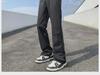 Men's Black Buttoned Combat Pants - American High Street Style, Trendy Workwear for Spring & Autumn, Handsome Flared Design