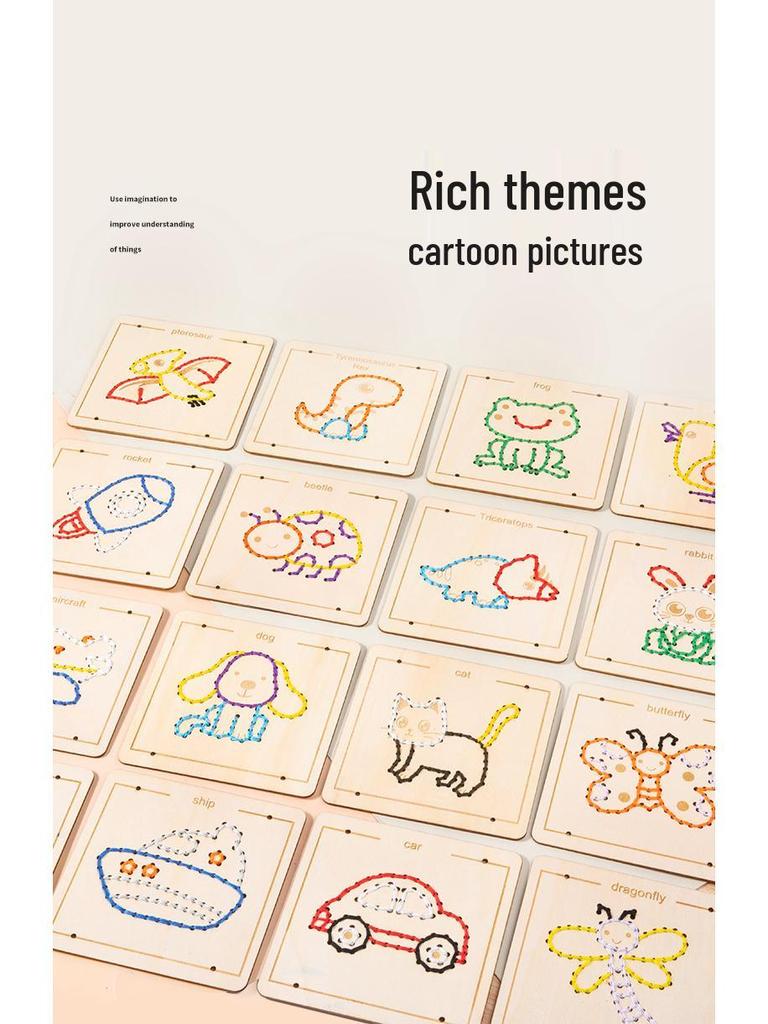 Children's Embroidery and Threading Wooden Toy - DIY Educational Set for Kindergarten