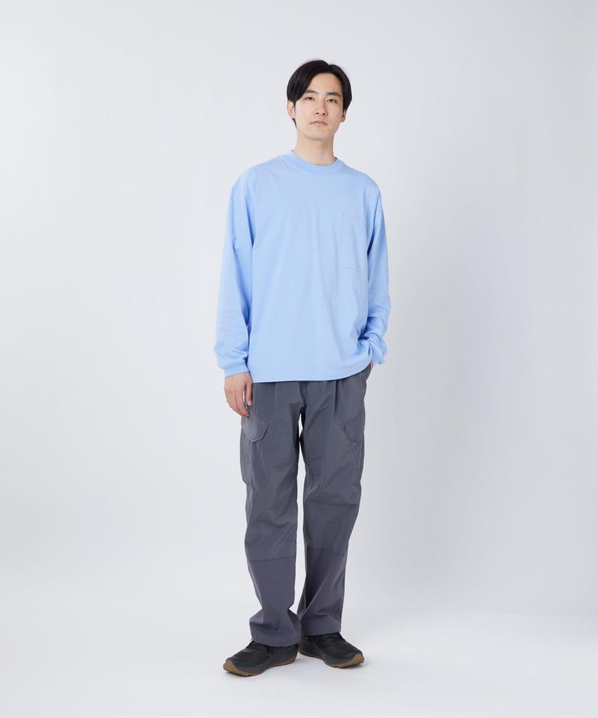 Organic Mercerized Long Sleeve Size M [Snow Peak] T-Shirt CS-26SU005 Long-sleeved T-shirt, Men's/Women's, Blue,
