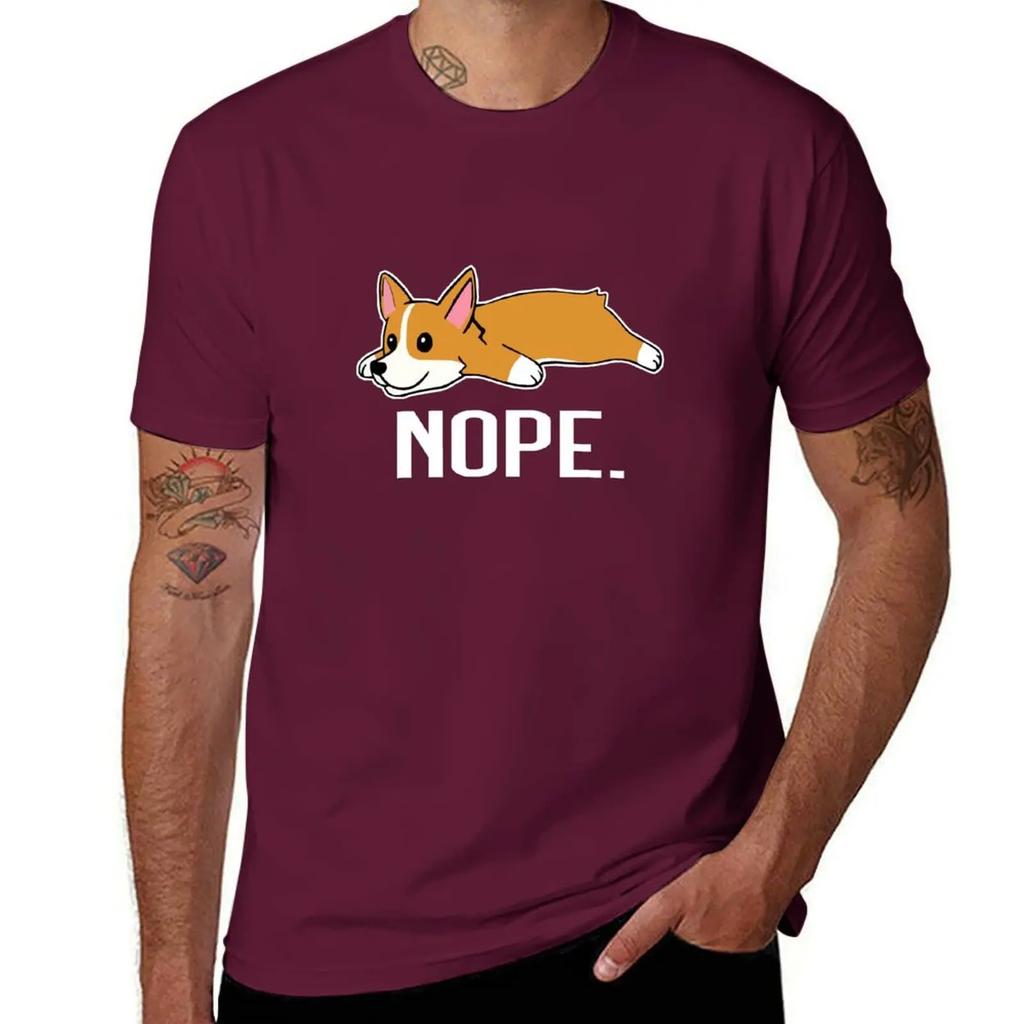 Nope Corgi , Corgi love Funny dog pembroke welsh funny dog sayings mom dad T-Shirt vintage mens big and tall t shirts