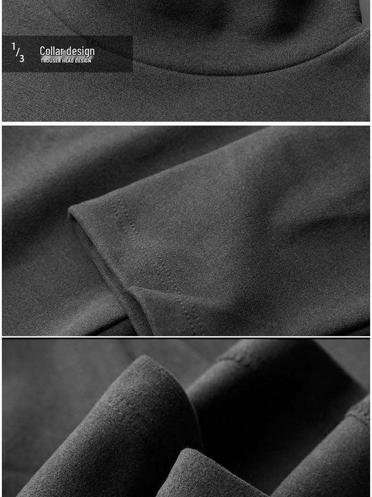 Мужская облегающая теплая футболка с длинным рукавом и полувысоким воротником для осени и зимы