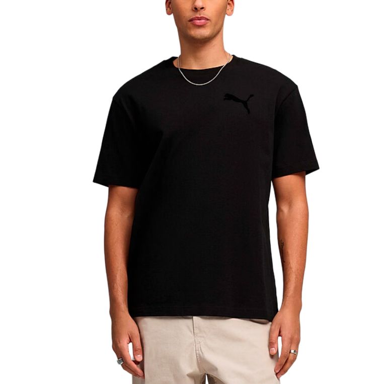 Puma Knitted Solid Color Round Neck Pullover Simple Short Sleeve T-Shirt Men Tops 637775-01
