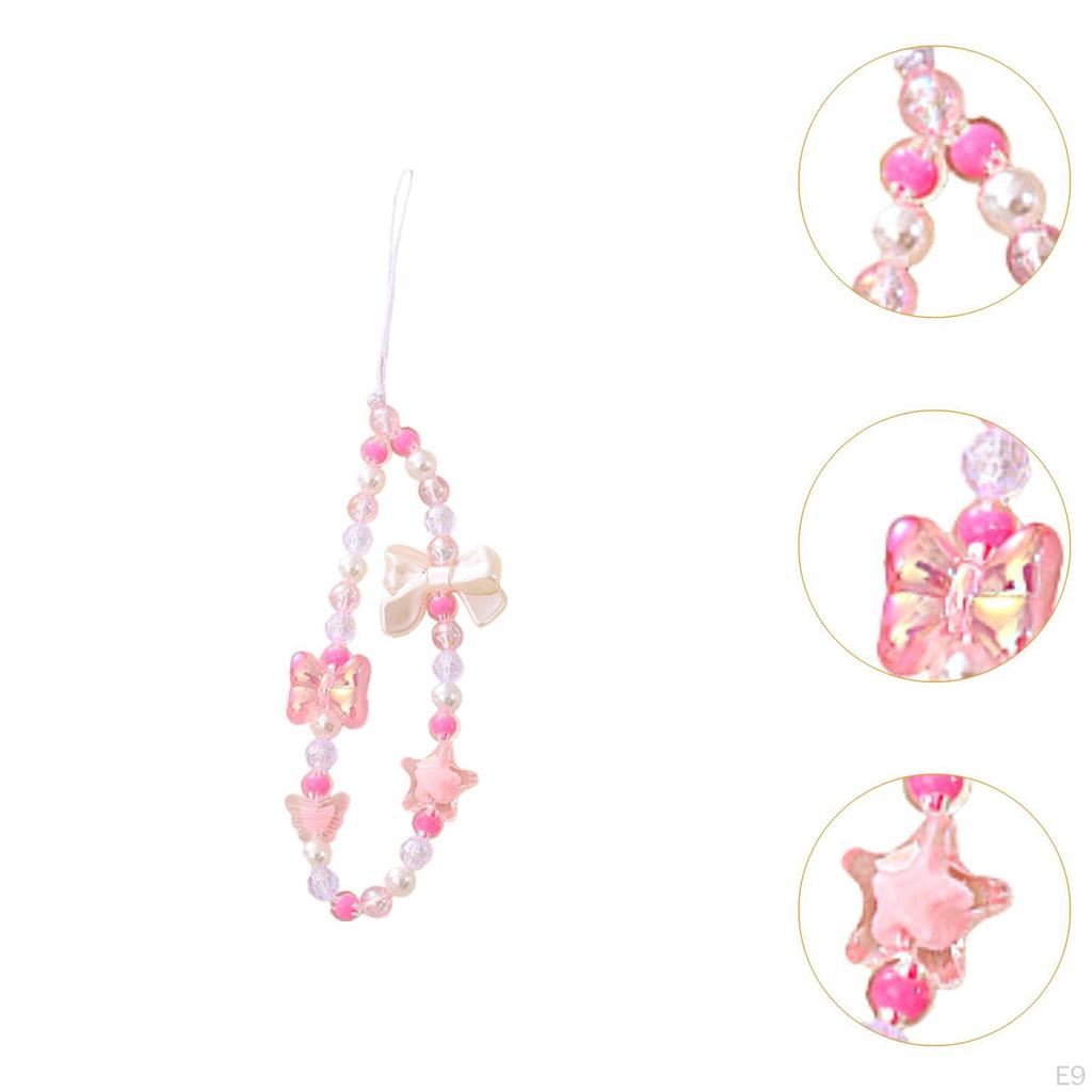 Beaded Phone Lanyard Cute Bracelet Keychain Bag Pendant Decoration Wrist Strap