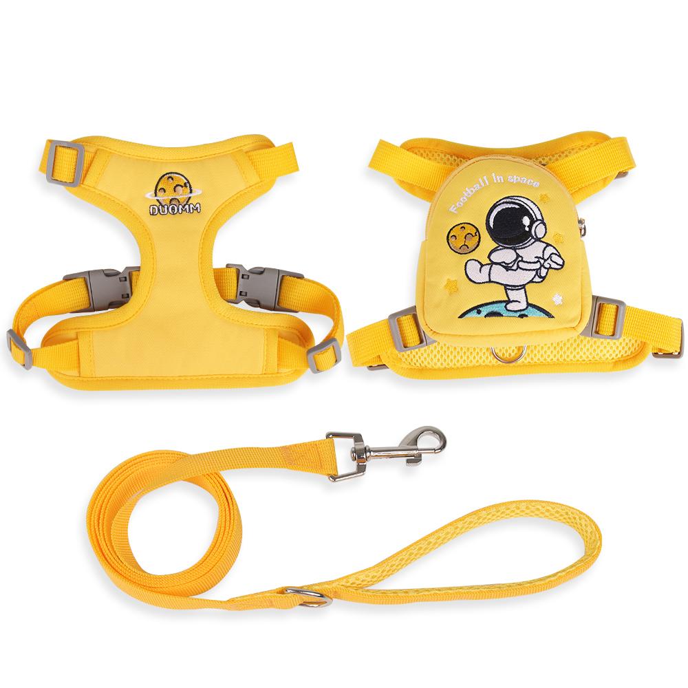 Cute Cartoon Pet Harness with Backpack Outdoor Travel Vest Type Small Meidum Dog Detachable Detachable Backpack