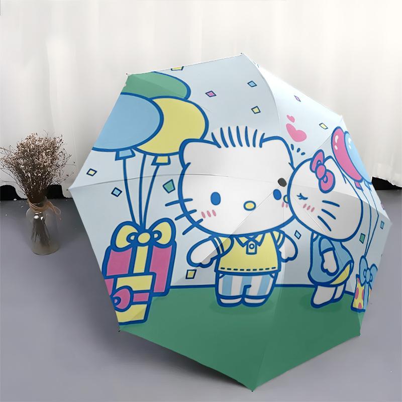 1pc Hello Kitty Automatic Opening/Closing Umbrella with Convenient Three-Fold Design, 8-Bone Iron Frame Outdoor Umbrella - Perfect Gift for Fans, Trav