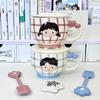 High-value male and female couples drinking cup cute ceramic mug with lid office breakfast cup birthday gift