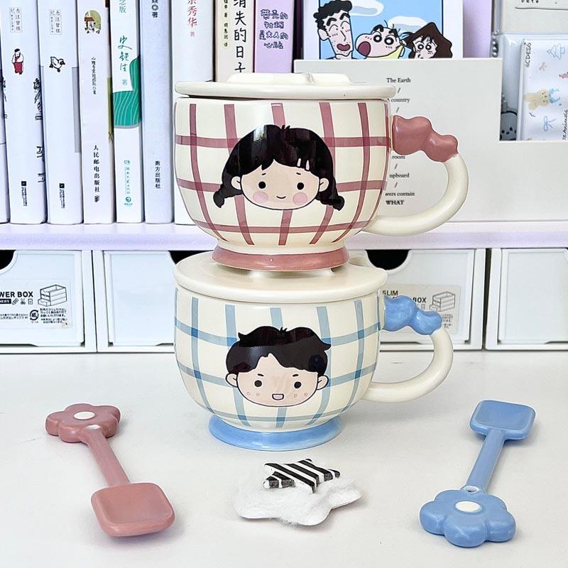 High-value male and female couples drinking cup cute ceramic mug with lid office breakfast cup birthday gift