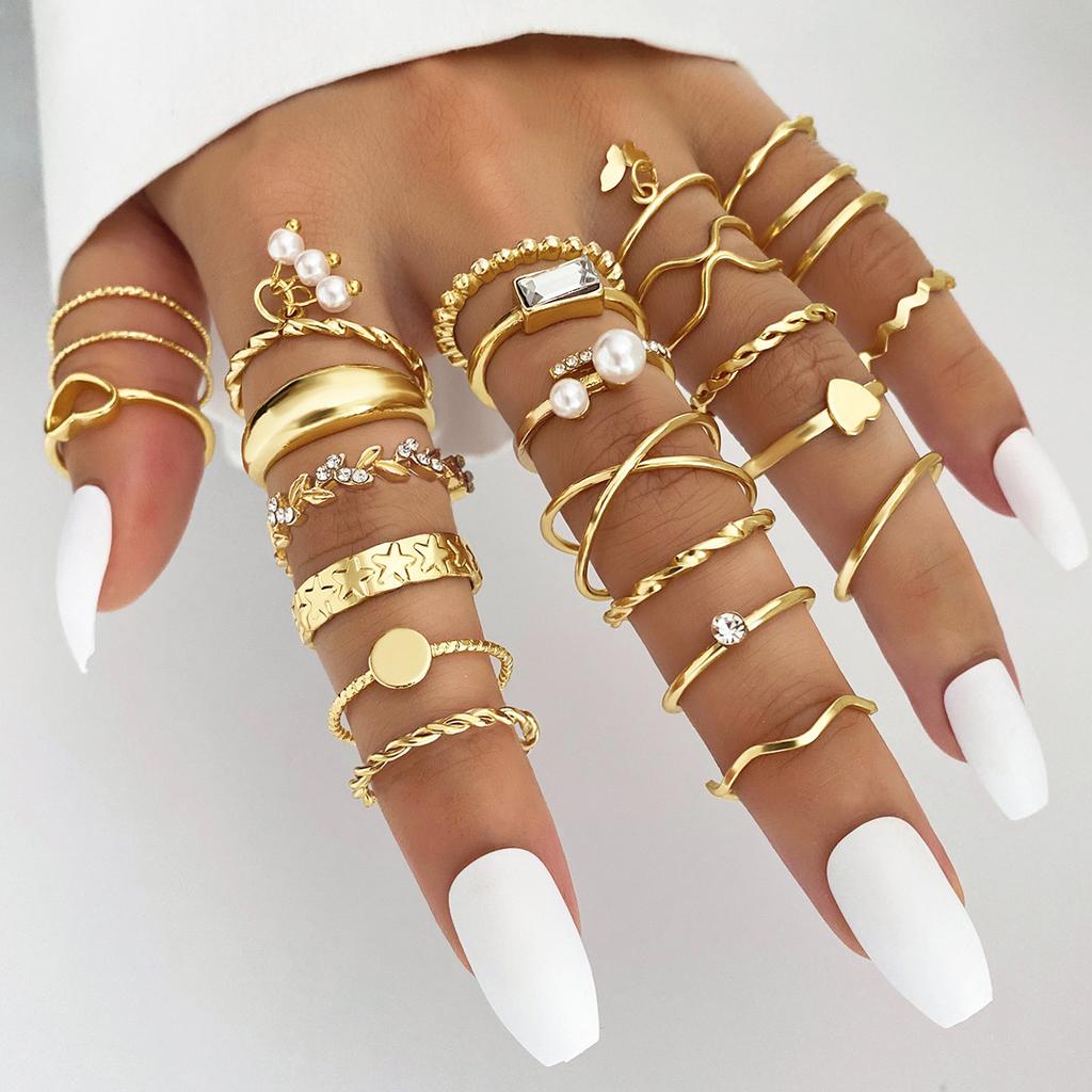 Simple Colored Beach Ring - Retro Butterfly Ring Set Combination