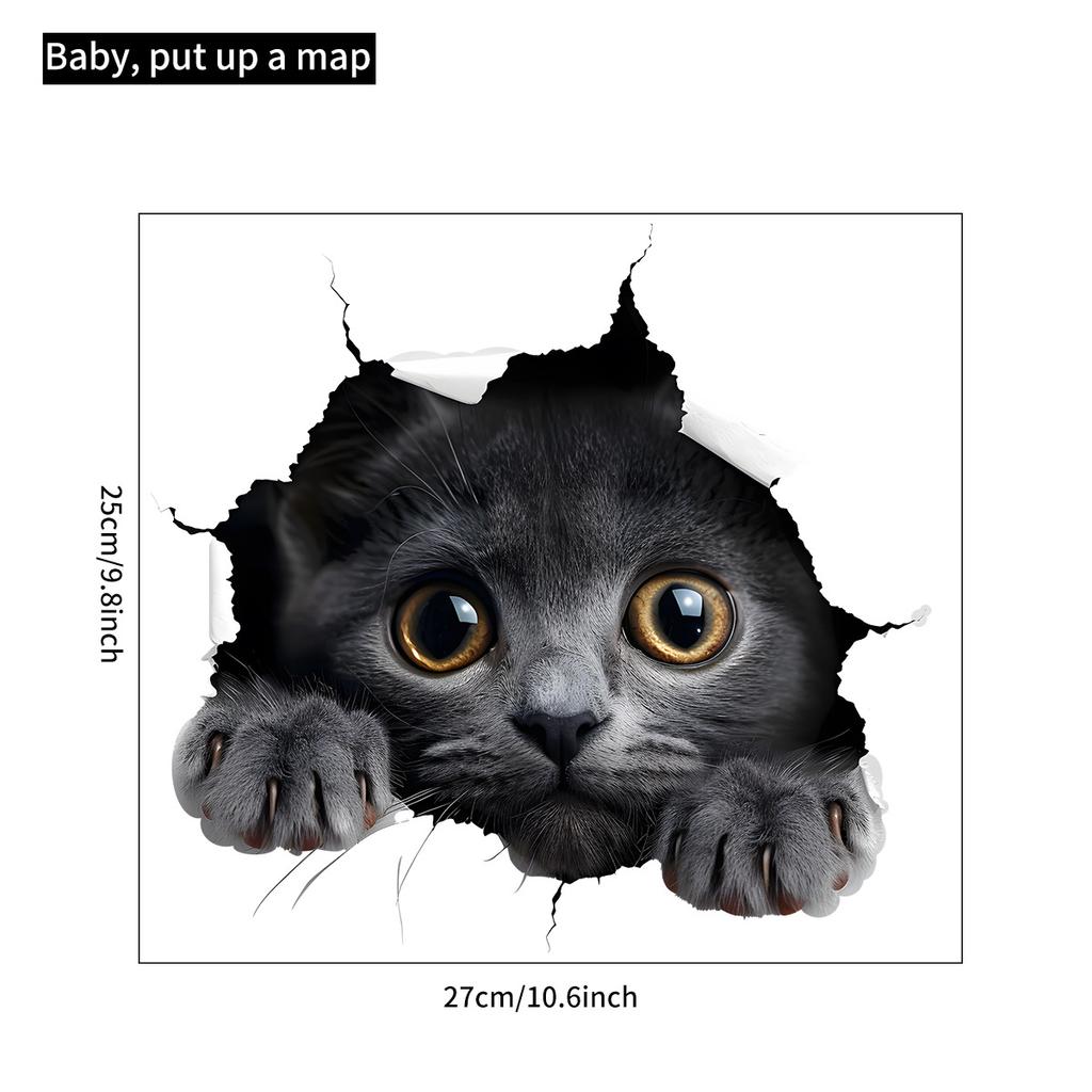 Kreative 3D-Katzen-Toilettensitz-Aufkleber, durchbrechende Wand, wasserdicht, abnehmbar, selbstklebend
