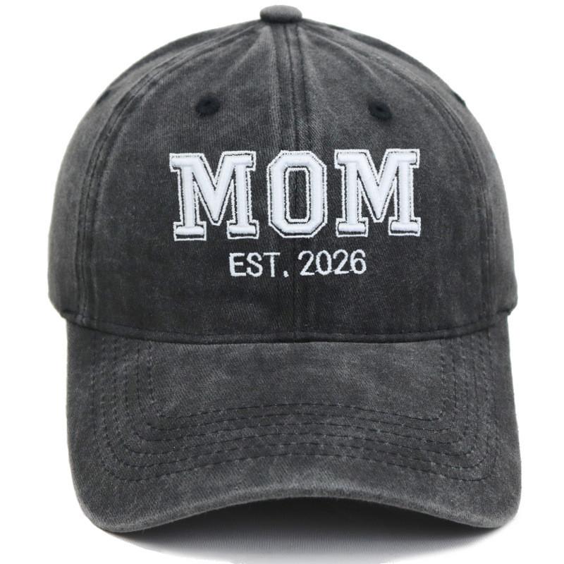 Dad Mom Waterwashed Cotton Baseball Cap With Embroidery For Casual Outdoor Wear