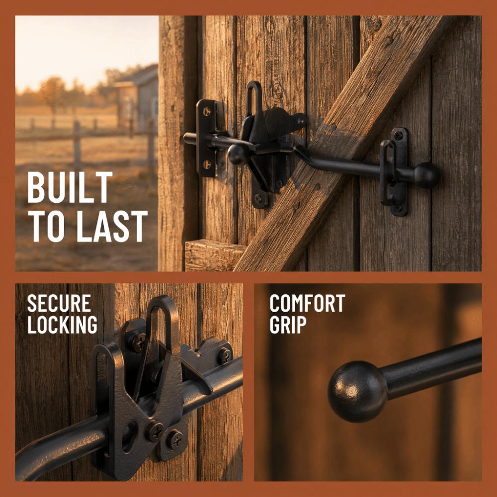Easy Install Self-Locking Gate Latch Black Fence Bolt Lock Heavy Gate Latch Kit  Wooden Fences