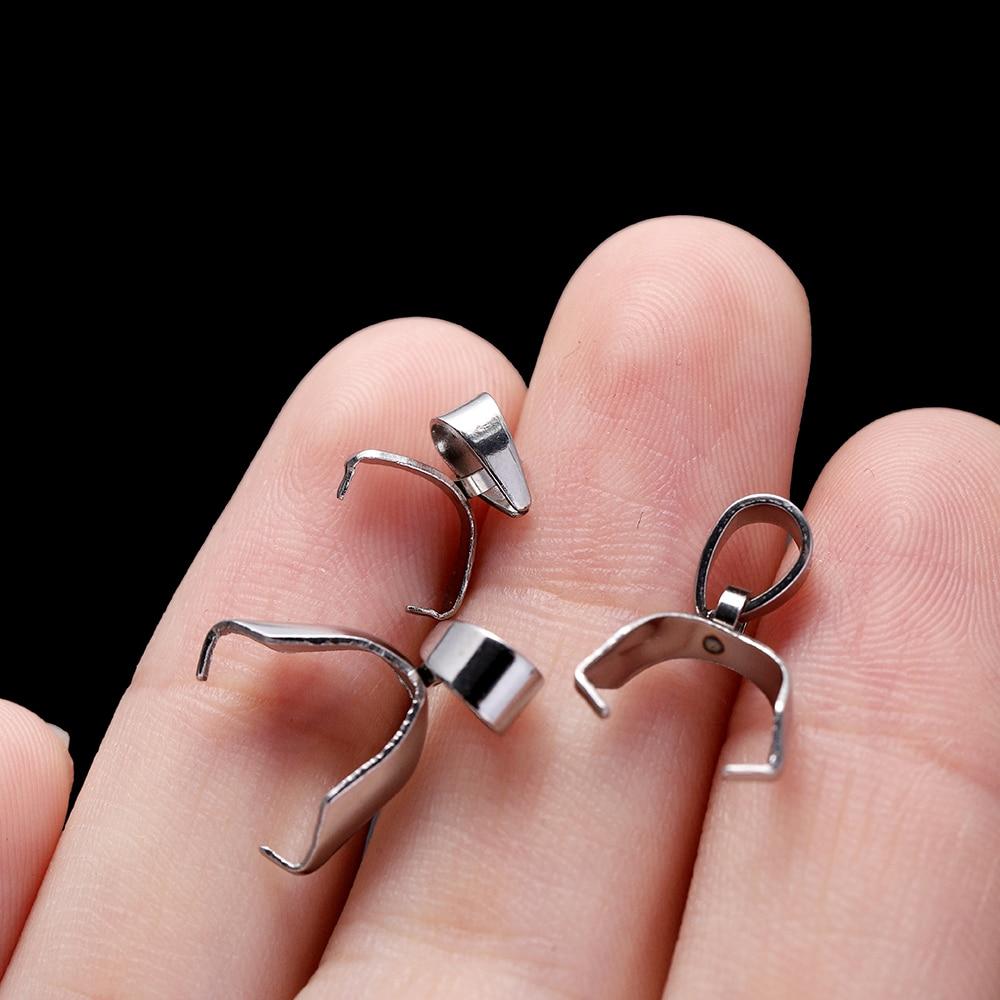 20Pcs Stainless Steel Pendant Clasps Pinch Clip Bail Hooks Connector Fermoir Connecteur Collier for DIY Necklace Jewelry Making