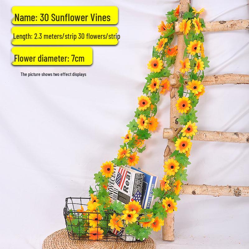 Artificial Rose Vine Ceiling Decor with Rattan for Living Room and AC Pipe Cover