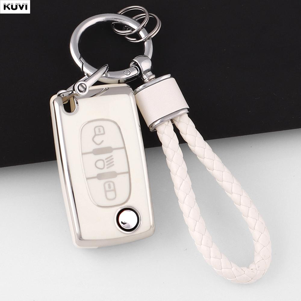 New Tpu Auto Flip Key Fob Cover Case Remote Fit For Citroen C2 C3 C4 C5 C6 Xsara Berlingo Fit For Peugeot 207 307 308 407 607 807 Auto Accessories