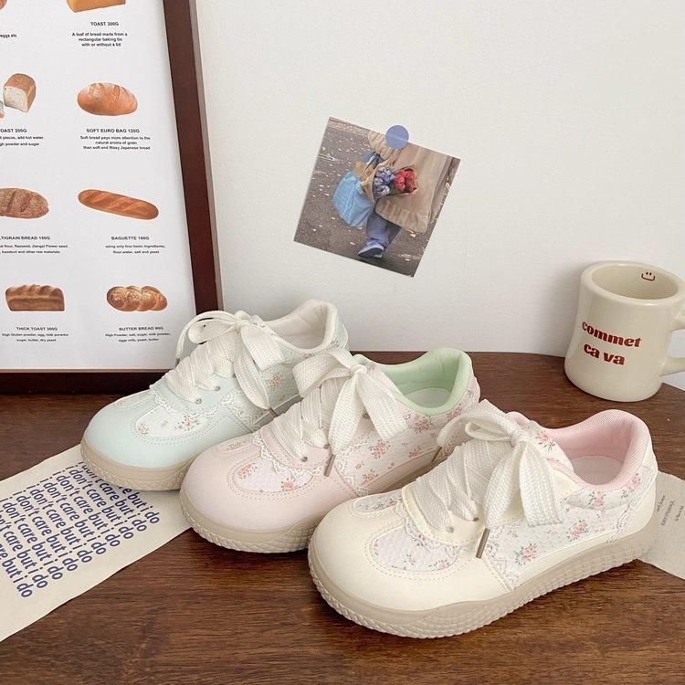 Breathable low-top board shoes spring new chic niche design student pink floral