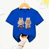 2025 New LABUBU Printed Short Sleeved Fashionable and Versatile Round Neck T-shirt Casual Cartoon Style Girl's Top