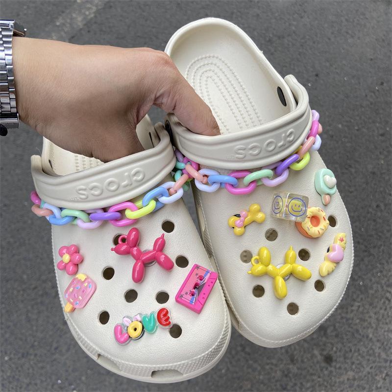 Croc Accessories: DIY Barbie Pink Y2K Emo Shoe Charms with Dark Butterfly Heart Design