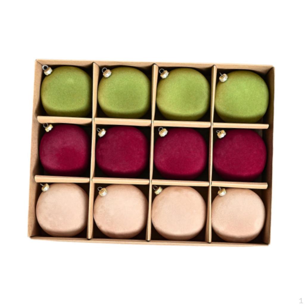 12 Pieces - Ornaments, Flocked Christmas Decoration, Shatter Decorative Balls