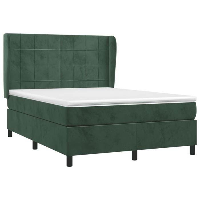 3129210 vidaXL Divan Bed and Mattress Dark Green 140x190cm Velvet
