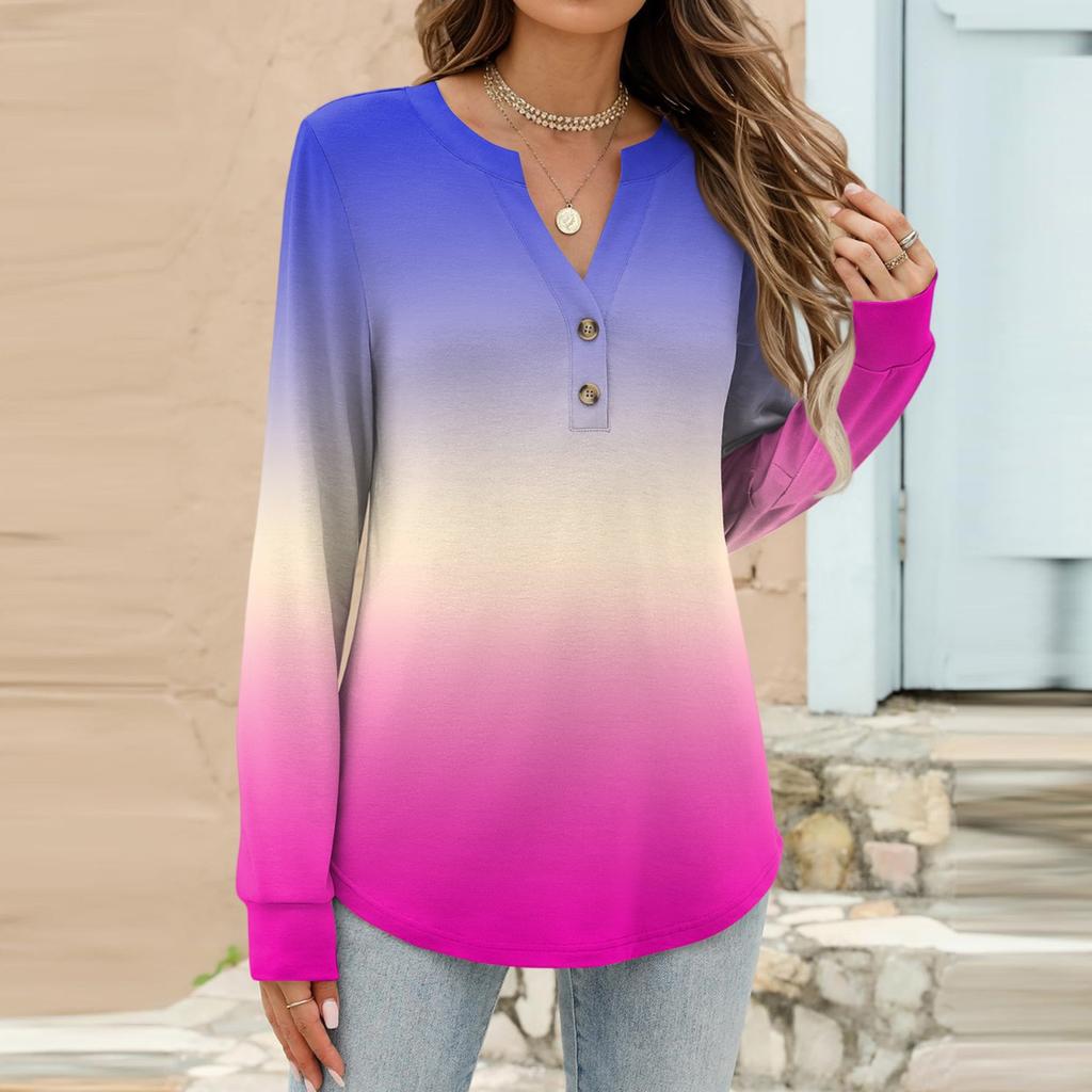 Women's Fashion Casual Printed Long Sleeve T-Shirt Pullover Top