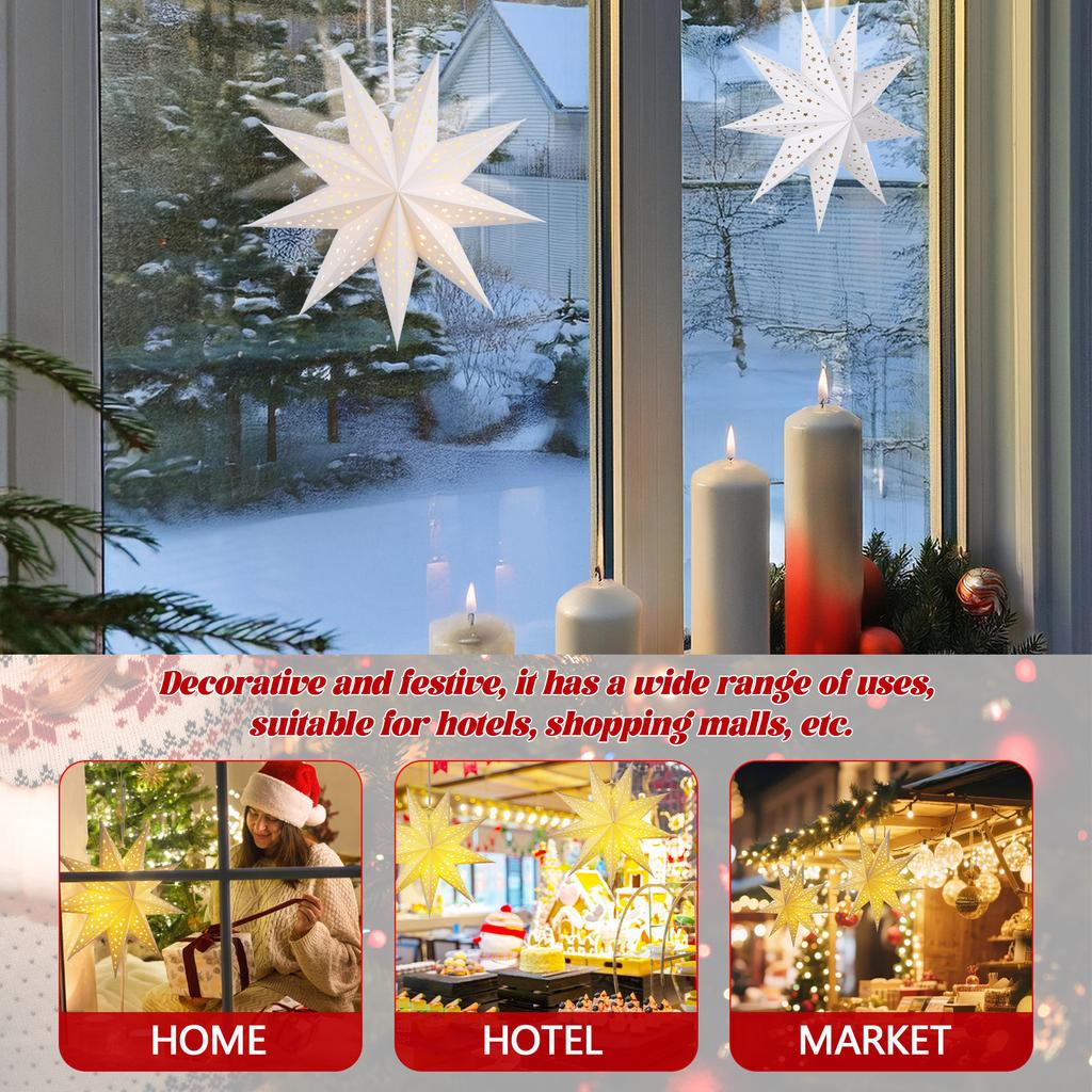 3pcs 35CM Paper Star Hanging Lampshades Christmas Party Decoration Lantern Star Lamp Shades Halloween 2026 Christmas Ornament