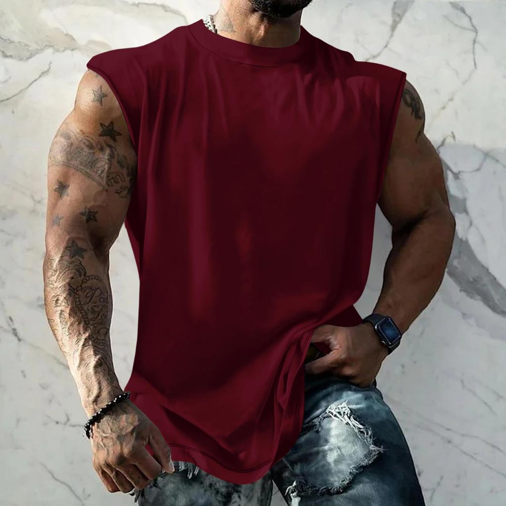 Men Sleeveless Tank Top Muscle Shirt Loose Fit Basic Solid Color Casual Summer Workout Vest for Daily Use