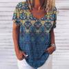Summer T Shirt For Women 3d Fashion Geometric Print V Neck Short Sleeve Basic Tops Streetwear Casual Oversized Female Clothing