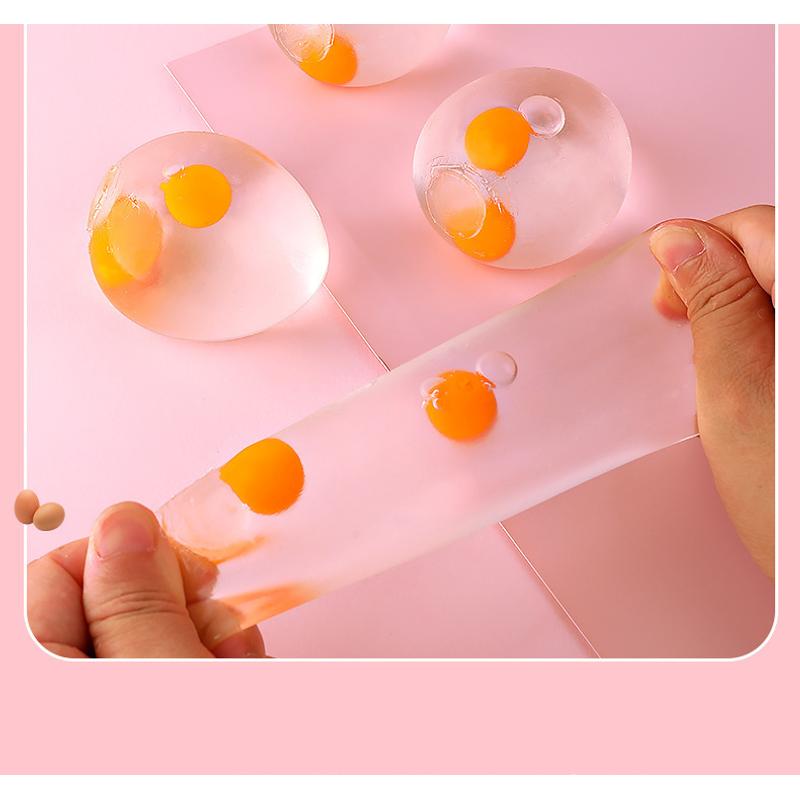 Summer Taba Squishy Double Egg Yolk Egg Pinch Ball Silicone Water Ball Stress Resistant Transparent Bubble Squeeze Toy Kids Gift