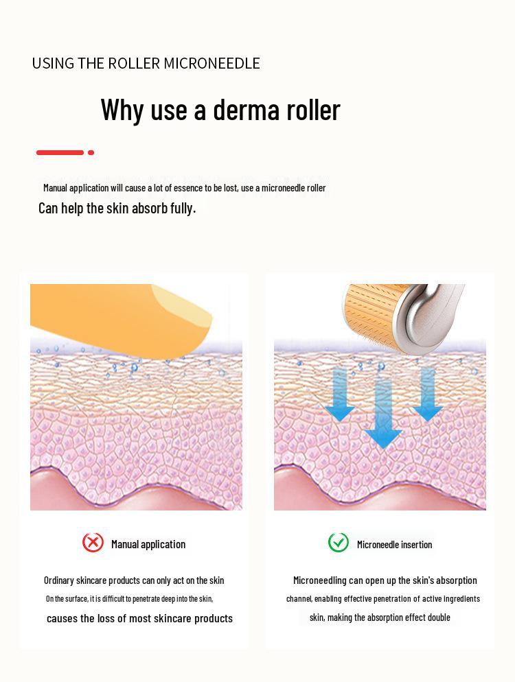 192-Needle Titanium Microneedle Facial Roller - Manual Massage Tool for Cross-Border Trade.