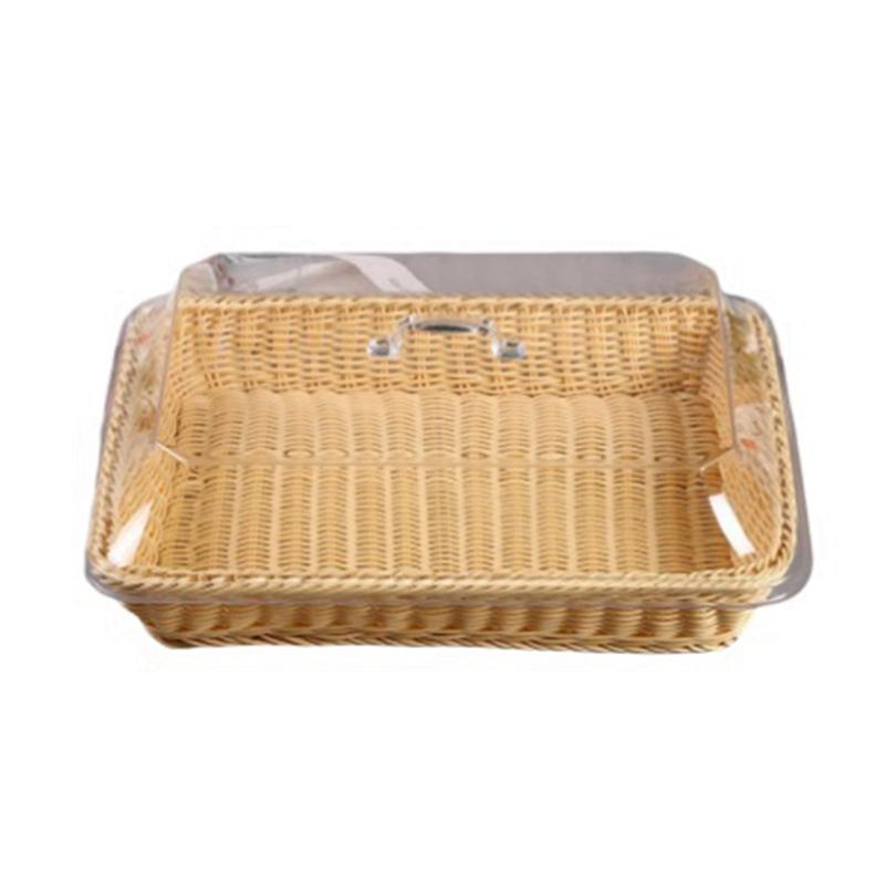 Basket With Lid,Basket With Lid For Food,Tabletop Food Serving Basket,Woven Picnic Basket,Bread Basket For Serving