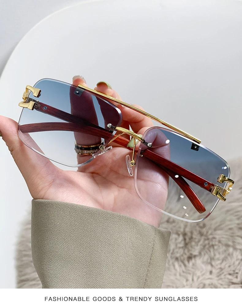 Lovely Rimless Square Sunglasses Women Men Designer Brand Sun Glasses Female Male Casual Metal Mirror