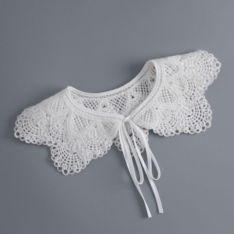 Removable Lace Doll Fake Collar Women Tie Ladies White Shawl Wrap Detachable Embroidered Lapel False Collar Clothes Accessory