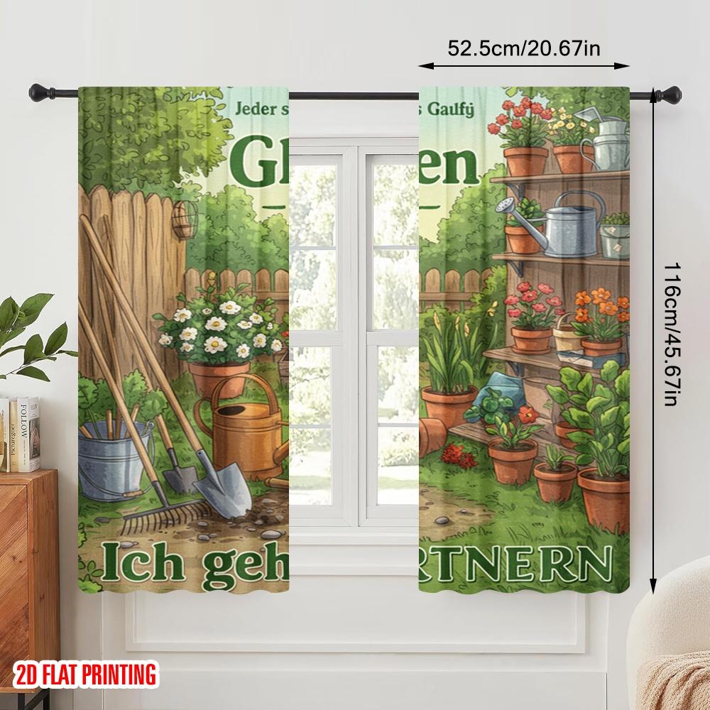 2 Stück 2D Flachdruck Vorhänge Believe Garten Hof Polyester Ohne Strom Saisonal Party- & Feiertagsdeko Perfekt für Neu
