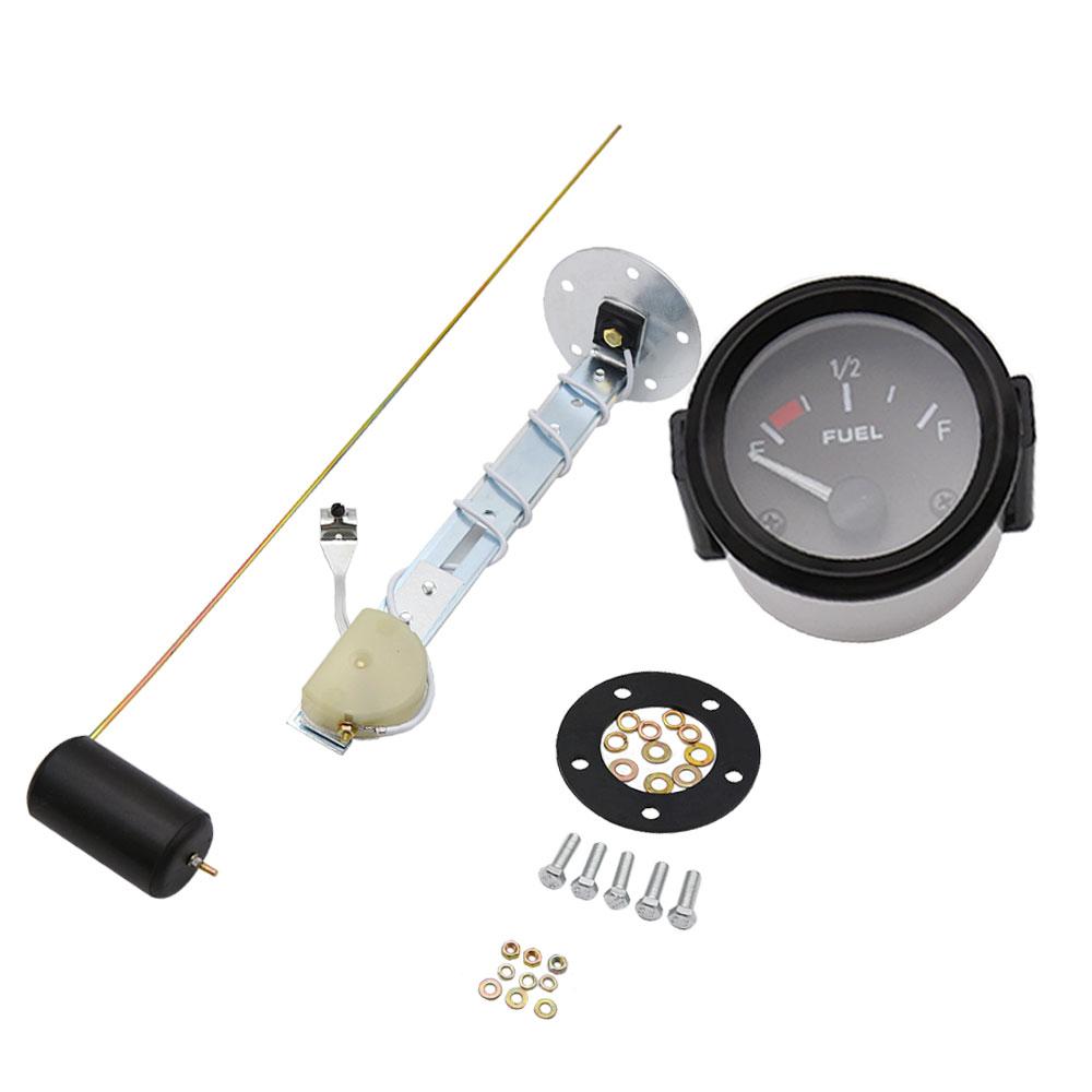 Fuel Gauge 2" 52mm Fuel Level Gauge Car Meter with Fuel Float Sensor White LED Light Black Rim Automotive Gauges 12V Car Gauge