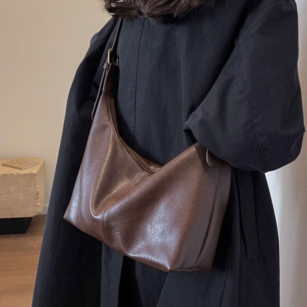 Tote Bag Large Capacity Handbag Korean Style Underarm Packs Casual Retro PU Tote Bag  Outdoor