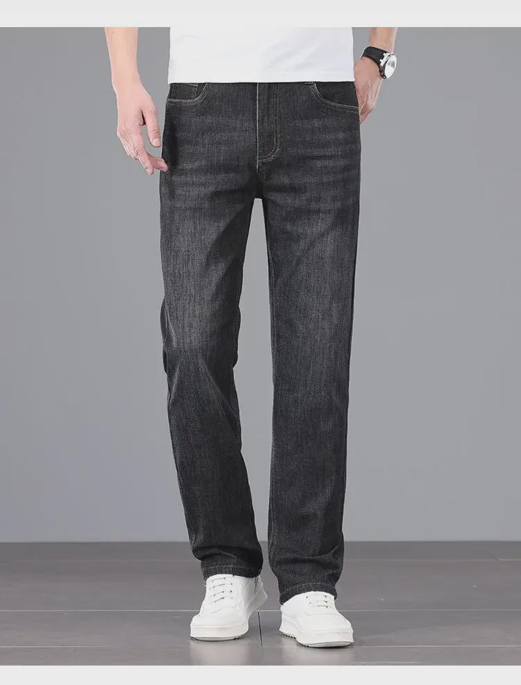 Men's Elastic Small Straight Pants: Lightweight, Smooth, Comfort-Fit with Xinjiang Long-Staple Cotton for Spring/Summer 2024.