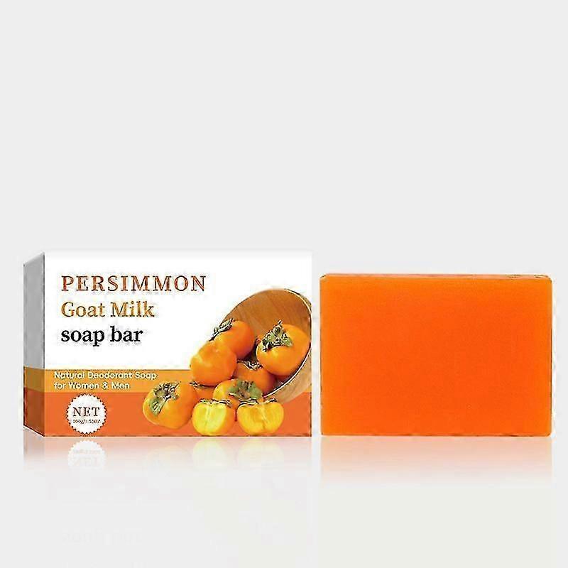 Persimmon Soap Bar for Body Odor Control Purifying Deodorizing Body Wash with Goat Milk for Eliminating Body Odor for Skin Brightening, Natural Deod