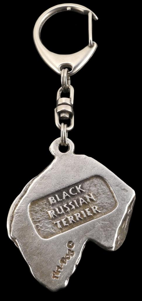 Black Russian Terrier, Chornyi Terrier - Silver-plated key ring with dog, handbag decoration, backpack pendant by Art-Dog brand