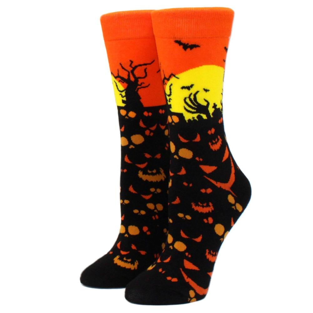 1 Paire de Chaussettes Mi-Mollet Personnalité Chauve-Souris Homme Tête de Mort Femme Araignée Marée Main Sanglante Halloween Femme