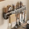 No-Drill Kitchen Rack: Multi-Functional Knife, Cutting Board, and Chopstick Holder.