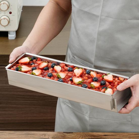 Rozsdamentes Acél Tiramisu Forma Kereskedelmi Minőségű Téglalap Alakú Sütőforma Tortarétegekhez Tapadásmentes