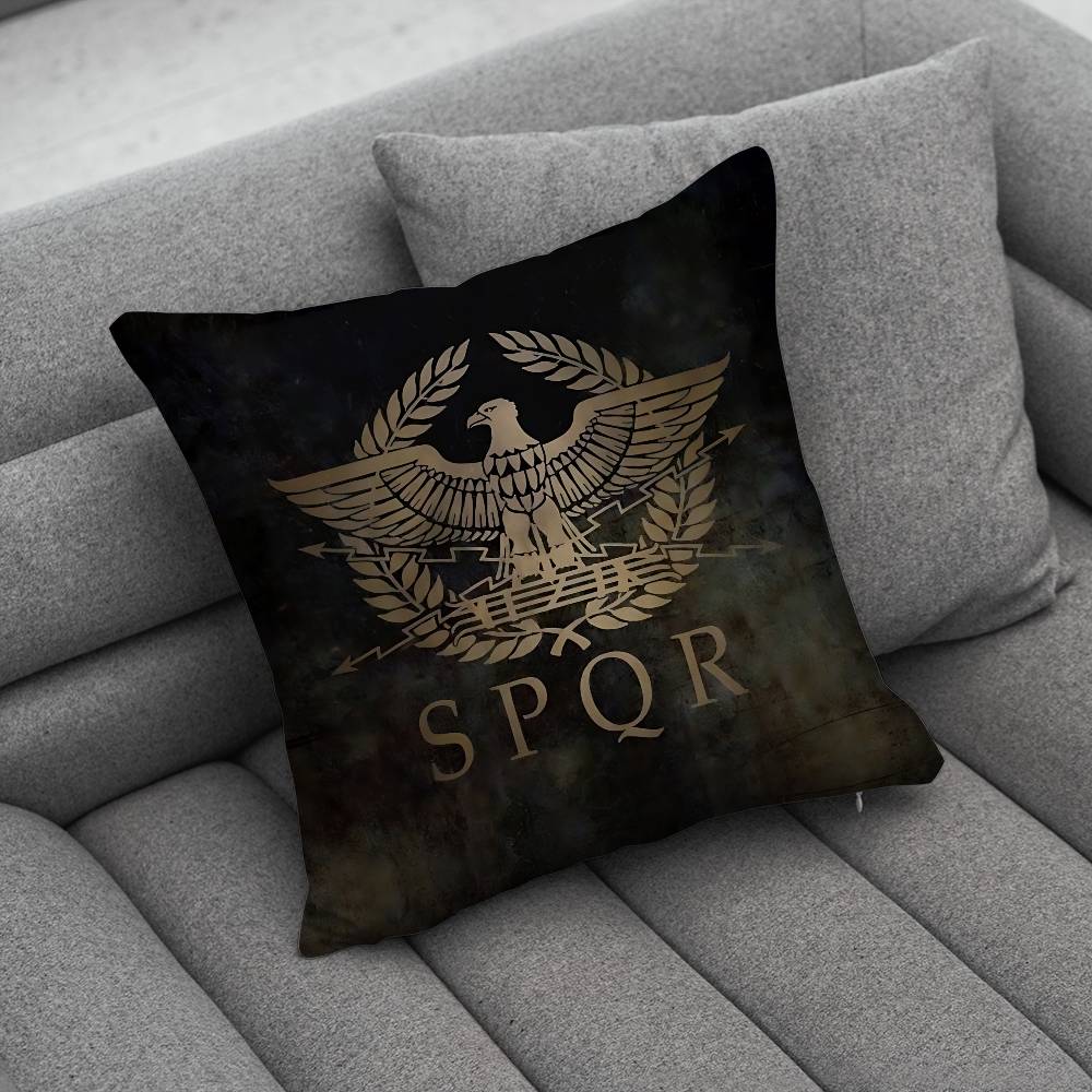 Retro Spqr Roman Empire Pillow Case Antidustmite Pillowcase Invisible Zipper Silky Short Plush Sofa Cushion Cover