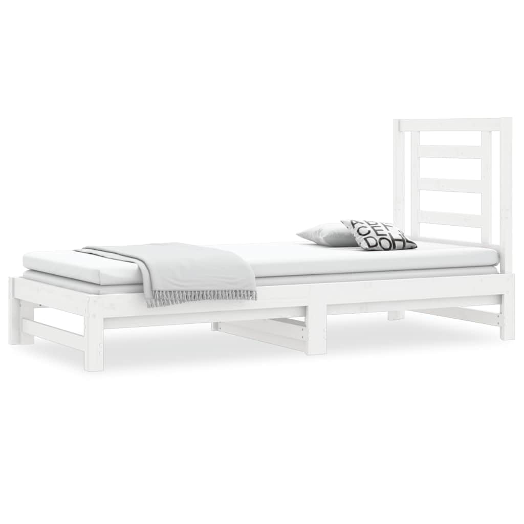 Vidaxl Extendable Bed, White, 2X(90X200) Cm, Light Pine Wood