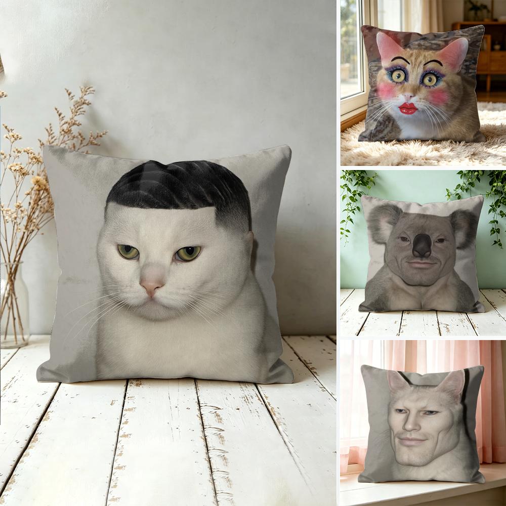 Abstrakte Hässliche Tiere Lustige Niedliche Kissenhülle Quadratisch Kurzer Plüsch Kissenbezug Wohnzimmer Sofa Heimdeko Funda X