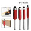 4pcs Durable Carbide Steel Router Bits with Red Anti Corrosion Layer DIY Craft Tool for Efficient Wood and Craftworks