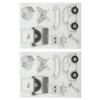 2Pcs Transparent Briefmarken Klar Impressum Schreibmaschine Auto Eule Muster Silikon Klar Briefmarken Dichtungen fo