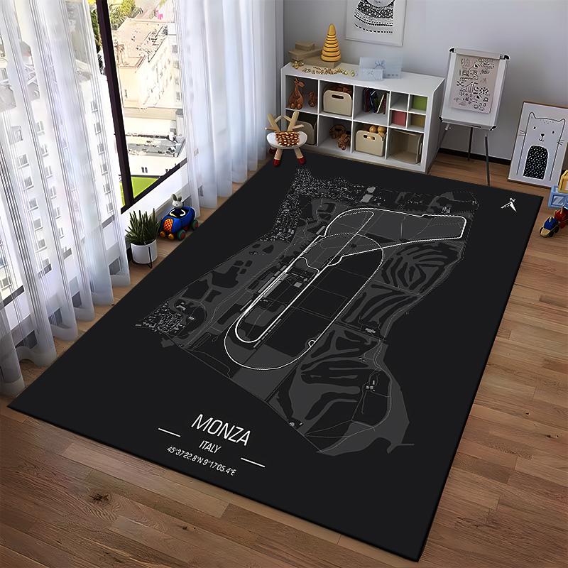 Monza Track Map Rug Design Non-slip rug suitable for living room and bedroom sofas.